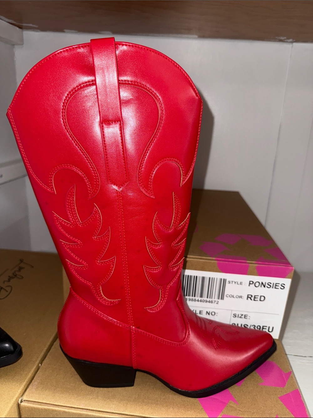 Red Western Heeled Boots - Ponsies